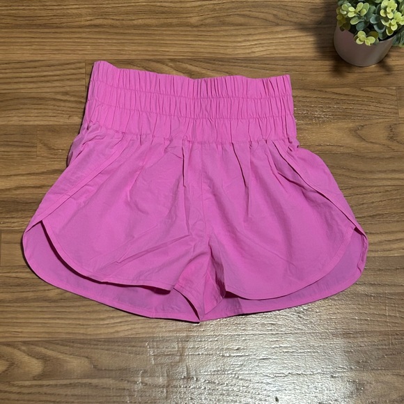 Zenana Neon Hot Pink windbreaker smocked waistband shorts. - Picture 2 of 3
